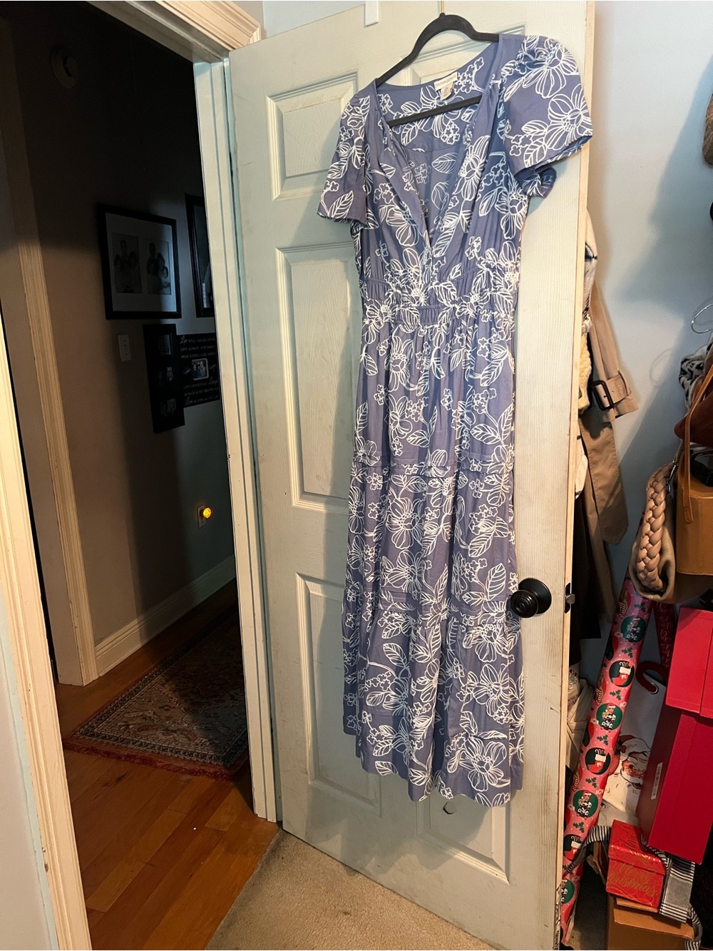 Cynthia Rowley Blue Floral Maxi Dress with White Print